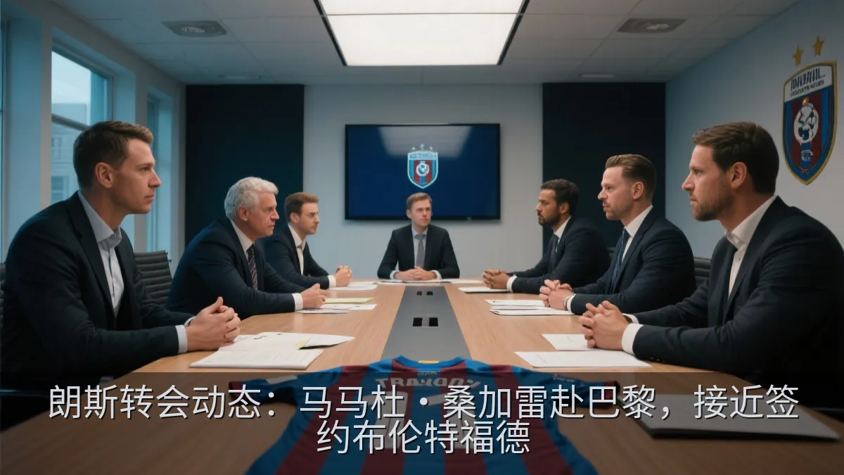 足球俱乐部高层在会议室商谈转会事宜